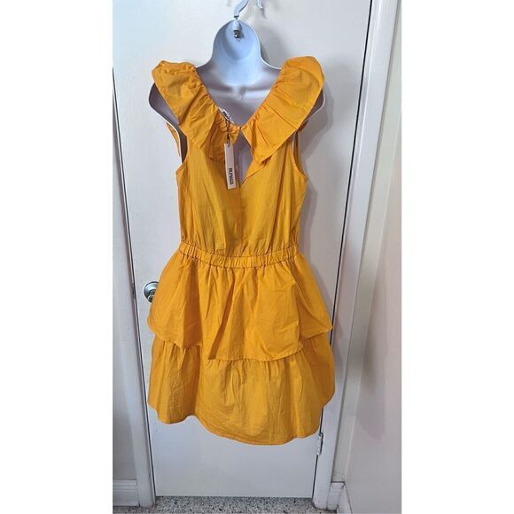Bb Dakota Steve Madden Summer Sunset Ruffle Dress Yellow Size Medium NWT P1-17 - Picture 4 of 10